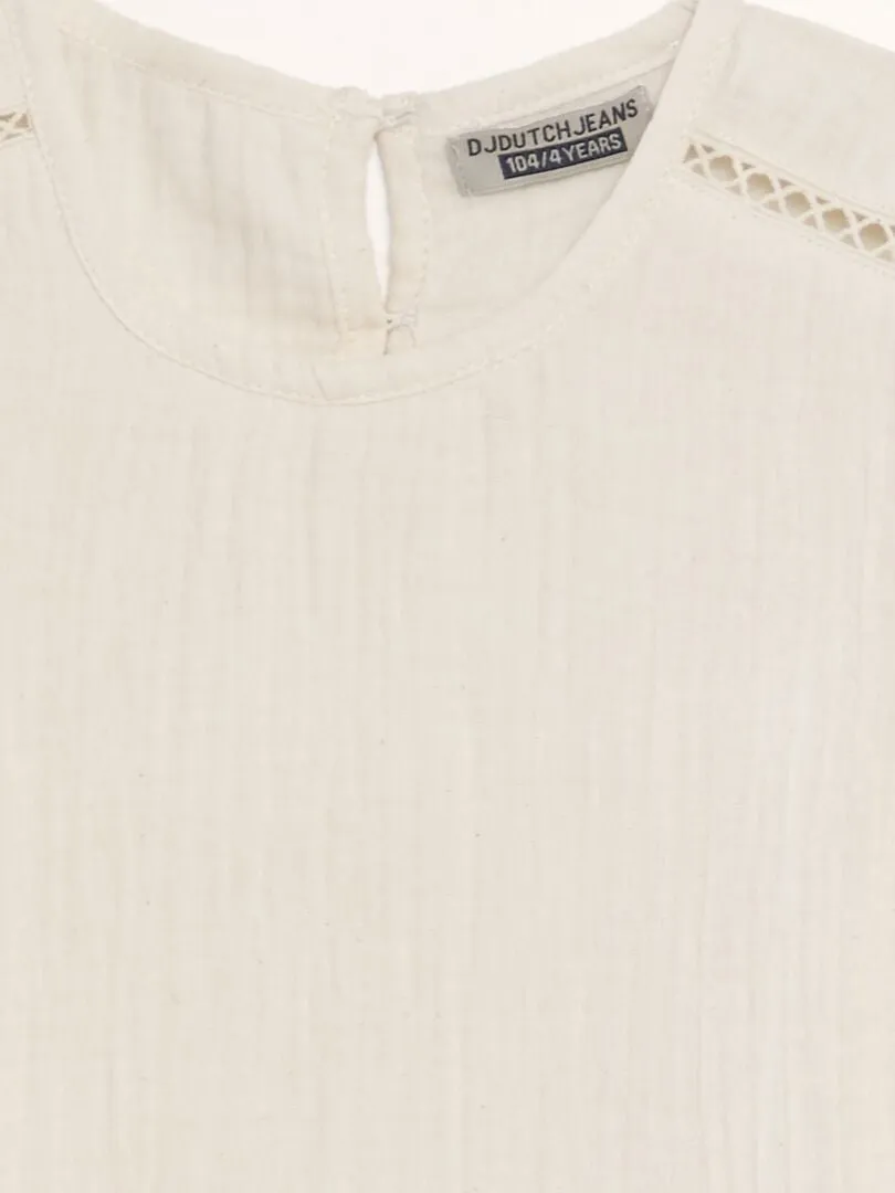 VESTIDO EVASé DE GASA DE ALGODóN  BEIGE