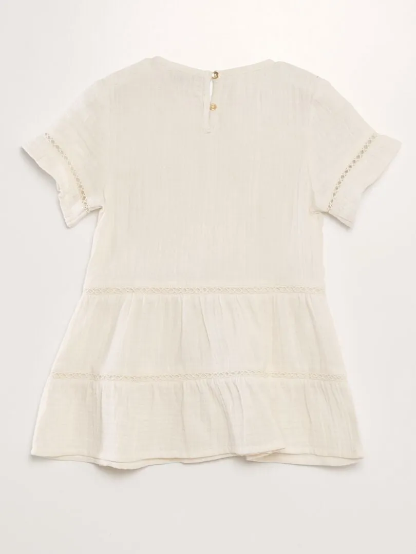 VESTIDO EVASé DE GASA DE ALGODóN  BEIGE