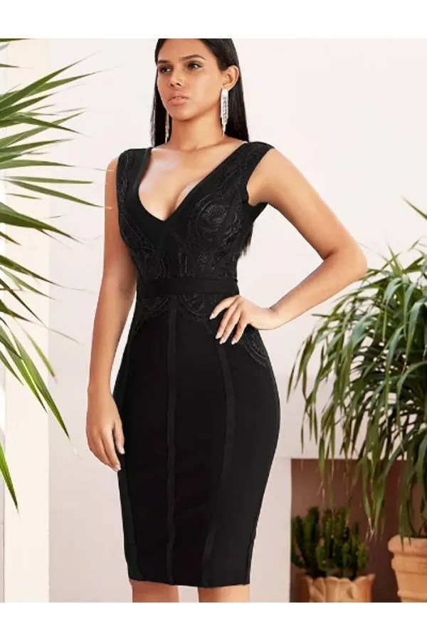 Vestido Green Black encaje de fiesta bandage