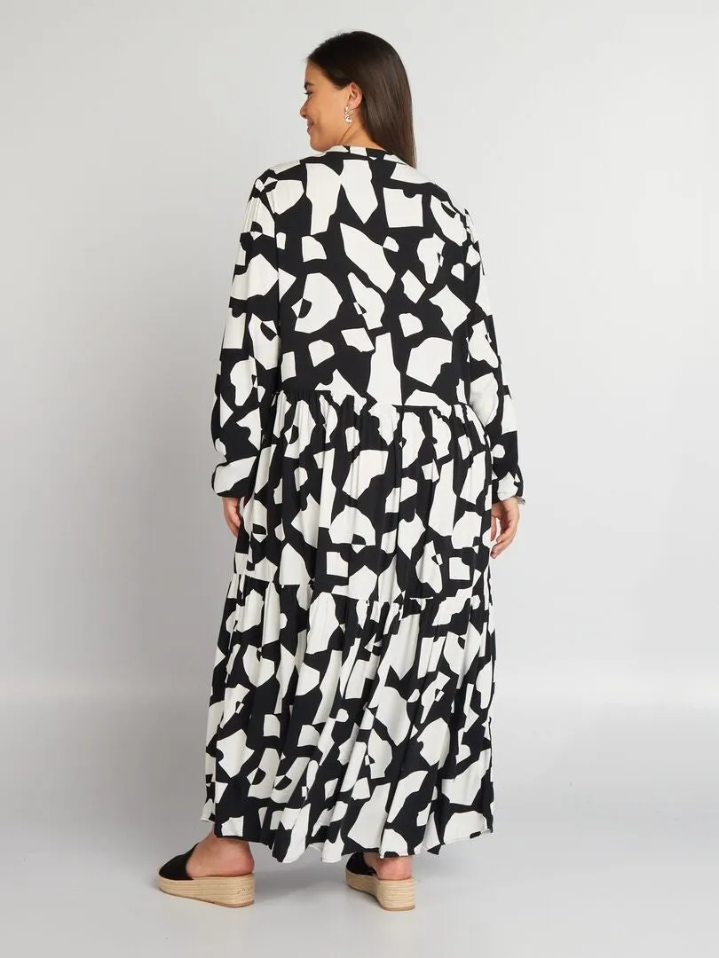 VESTIDO LARGO CON CAPAS  NEGRO