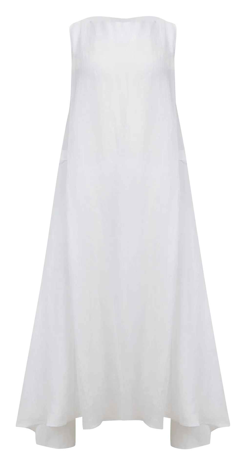 Vestido largo con cuello redondo en blanco