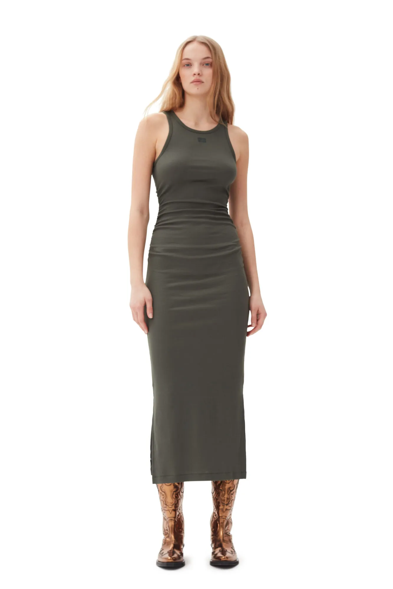 Vestido largo de canalé