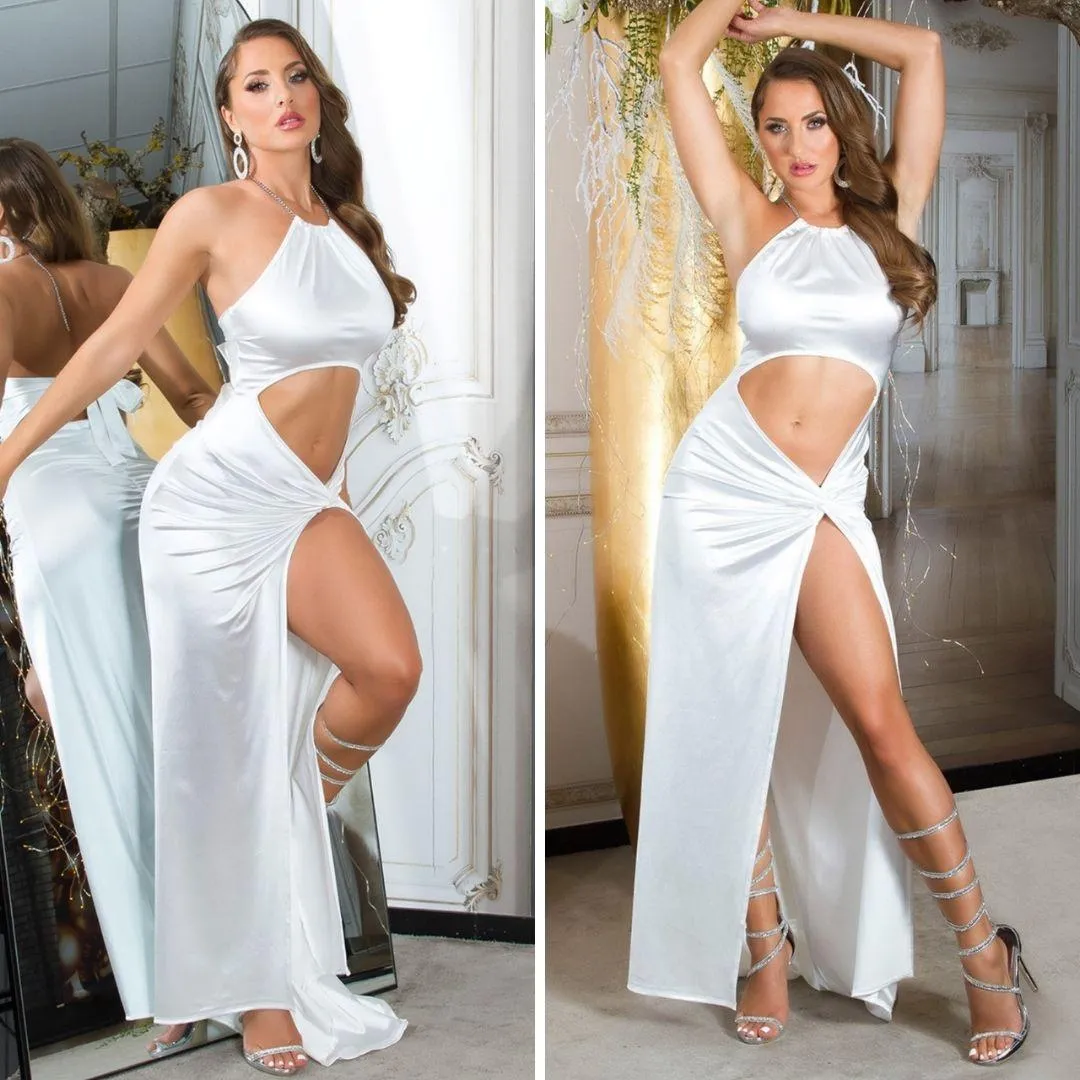  Vestido largo de noche Sexy Blanco