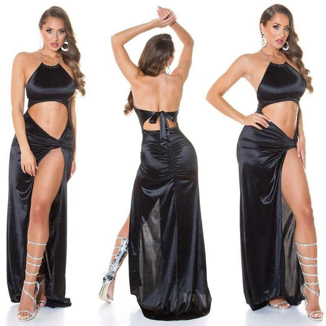  Vestido largo de noche Sexy Negro 