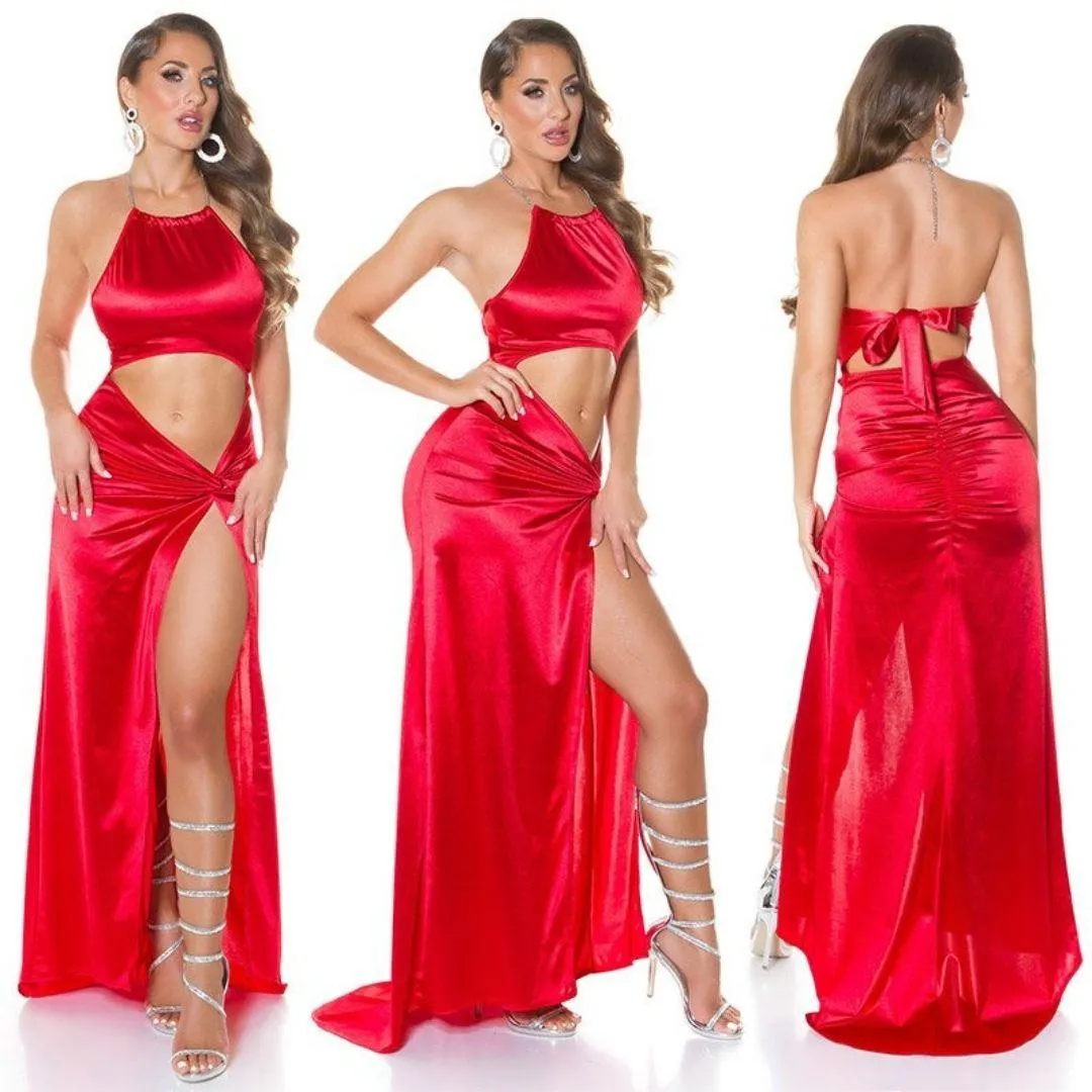  Vestido largo de noche Sexy Rojo