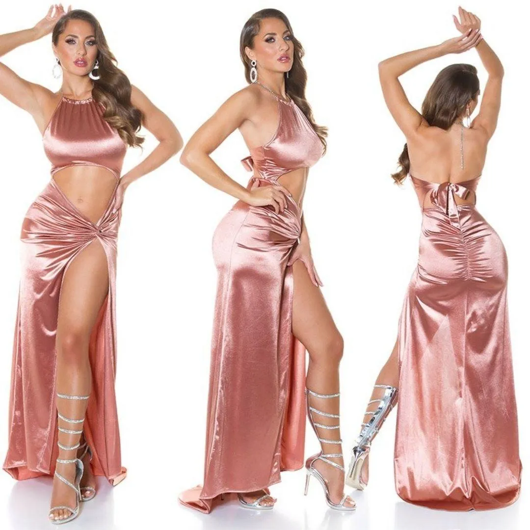  Vestido largo de noche Sexy Rosa 