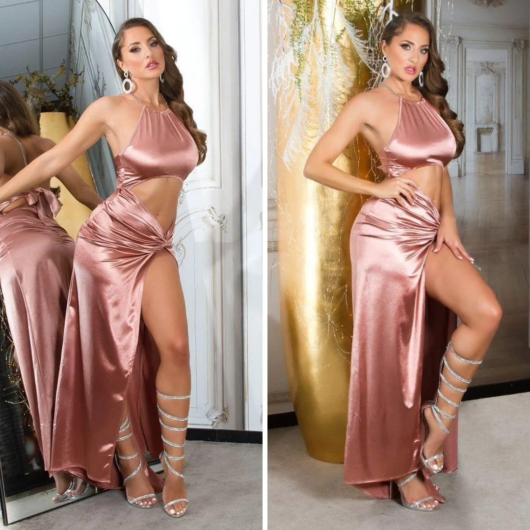  Vestido largo de noche Sexy Rosa 