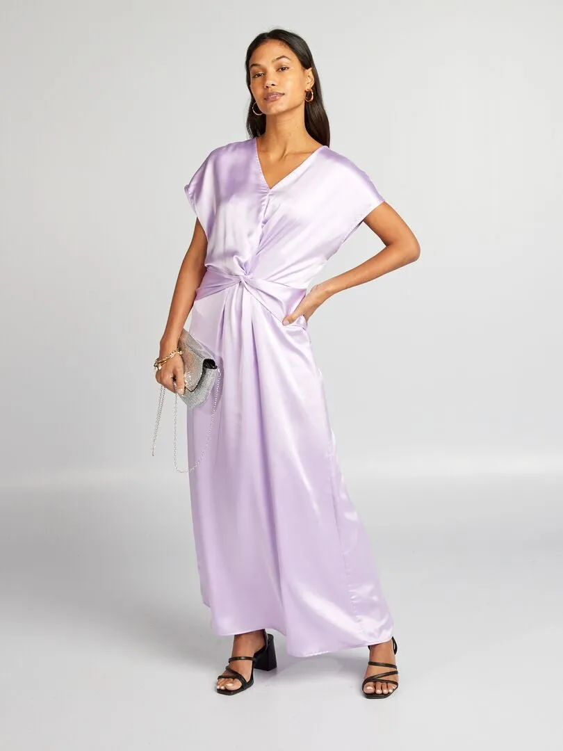 VESTIDO LARGO SATINADO  PURPURA
