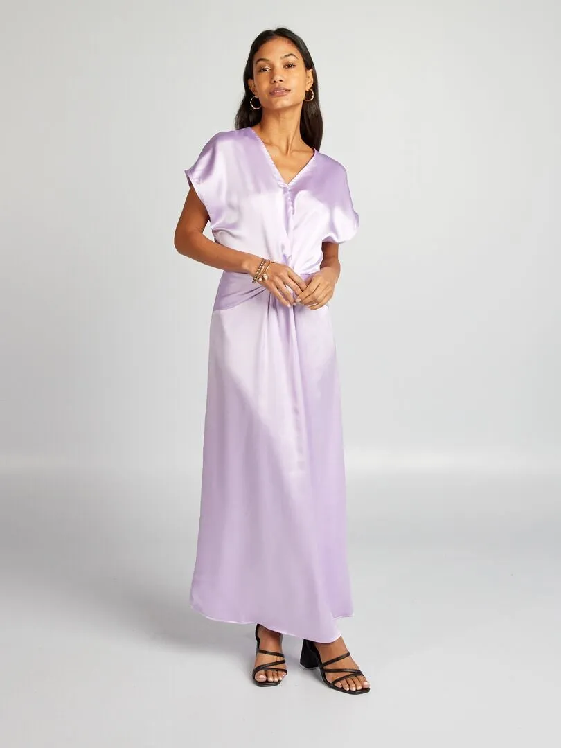 VESTIDO LARGO SATINADO  PURPURA