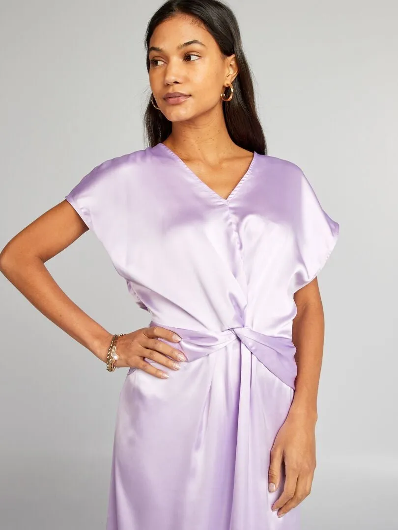 VESTIDO LARGO SATINADO  PURPURA