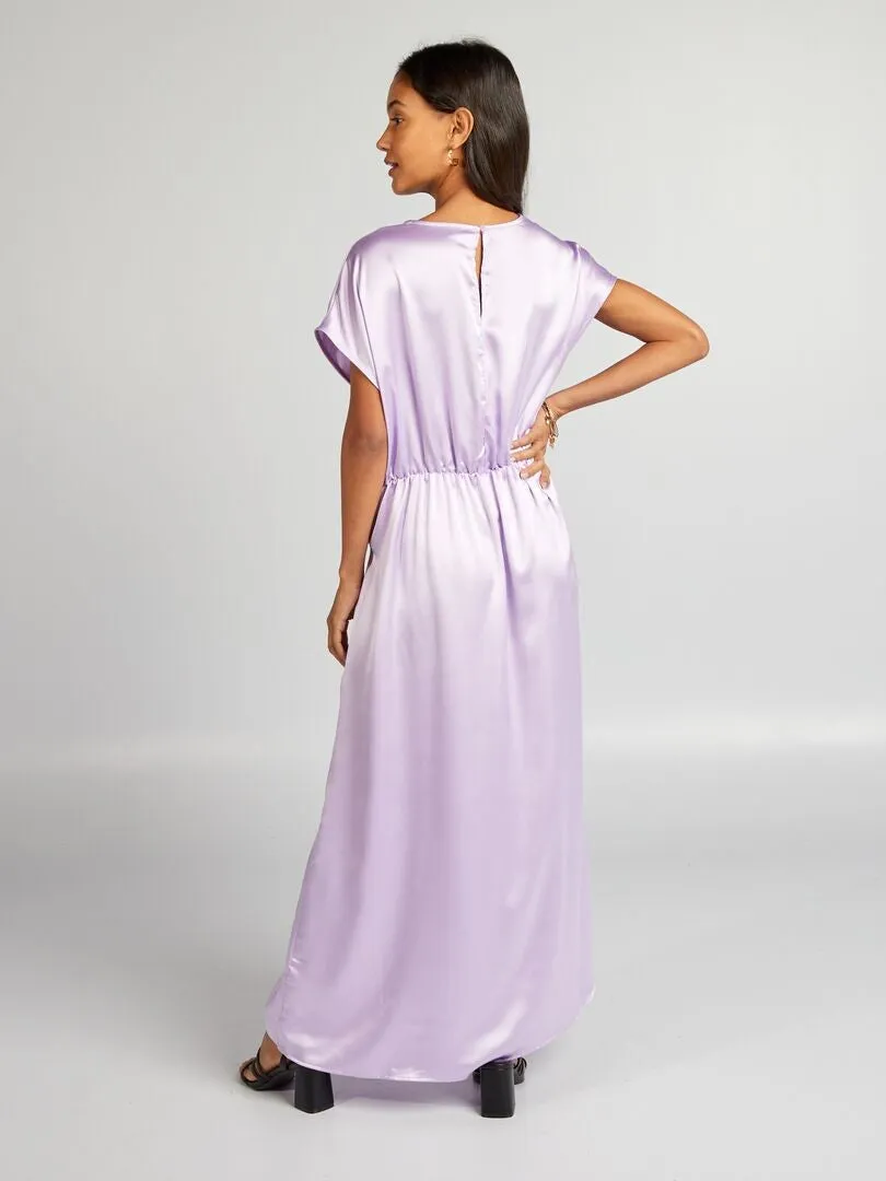 VESTIDO LARGO SATINADO  PURPURA