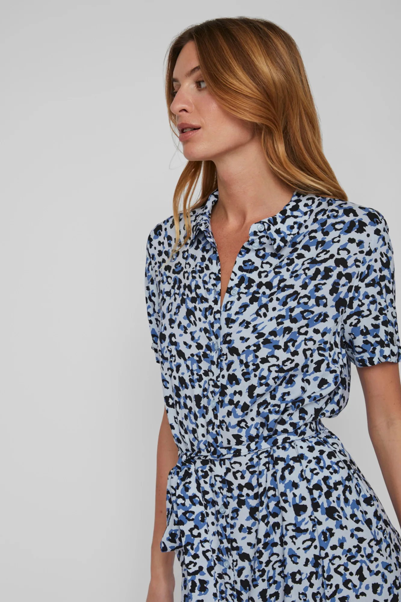 Vila Vestido camisero de manga corta