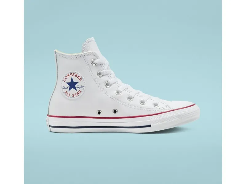 ZAPATILLA CONVERSE CHUCK TAYLOR ALL STAR LEATHER HI 132169C EN COLOR BLANCO