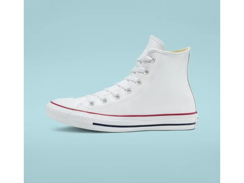 ZAPATILLA CONVERSE CHUCK TAYLOR ALL STAR LEATHER HI 132169C EN COLOR BLANCO