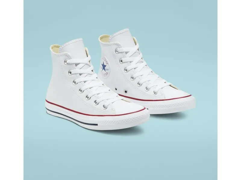 ZAPATILLA CONVERSE CHUCK TAYLOR ALL STAR LEATHER HI 132169C EN COLOR BLANCO