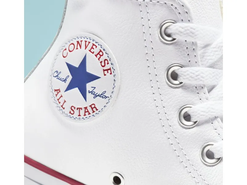 ZAPATILLA CONVERSE CHUCK TAYLOR ALL STAR LEATHER HI 132169C EN COLOR BLANCO