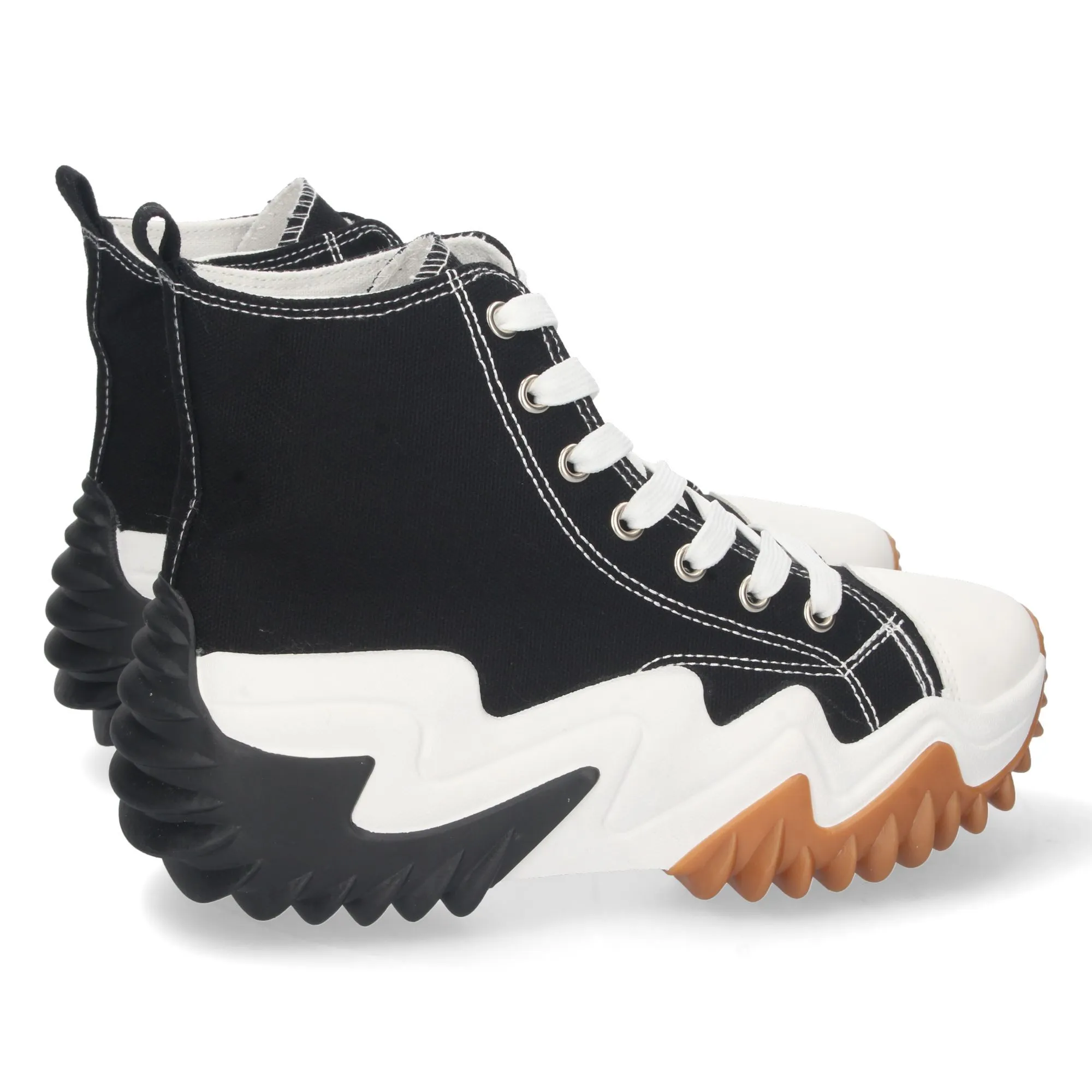 Zapatillas altas de lona con plataforma mujer color negro