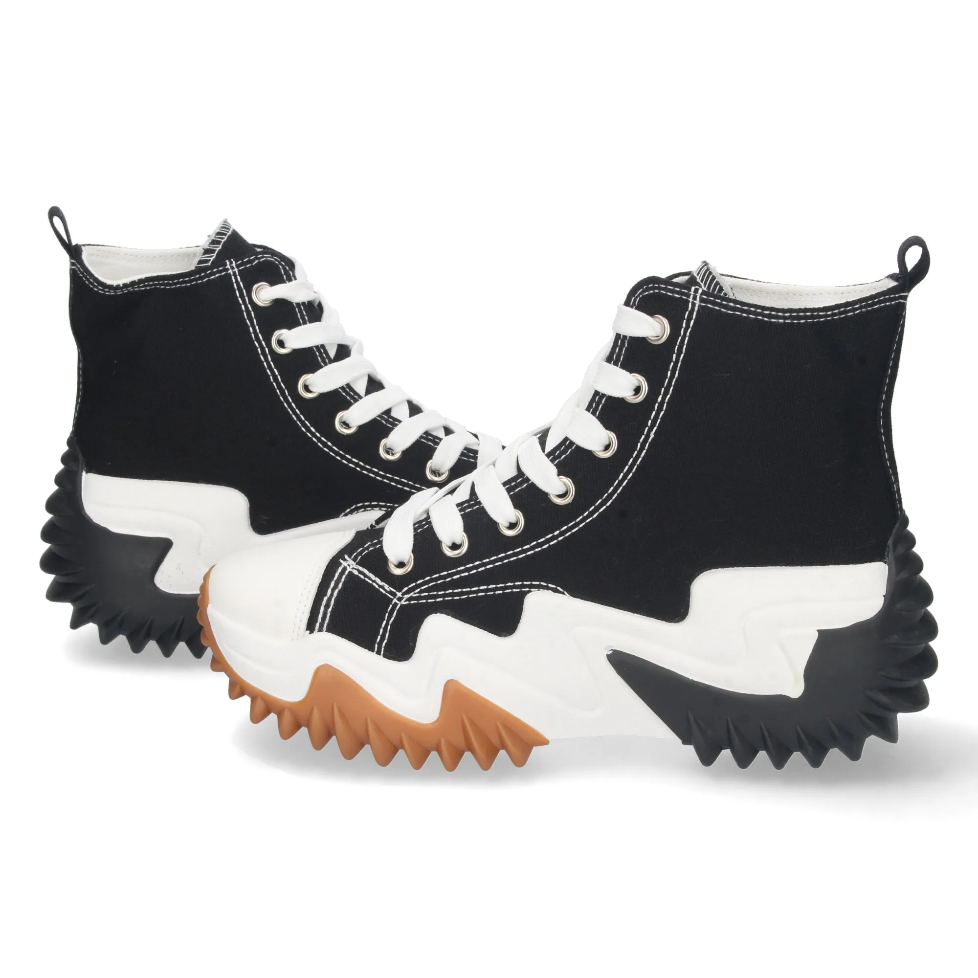 Zapatillas altas de lona con plataforma mujer color negro