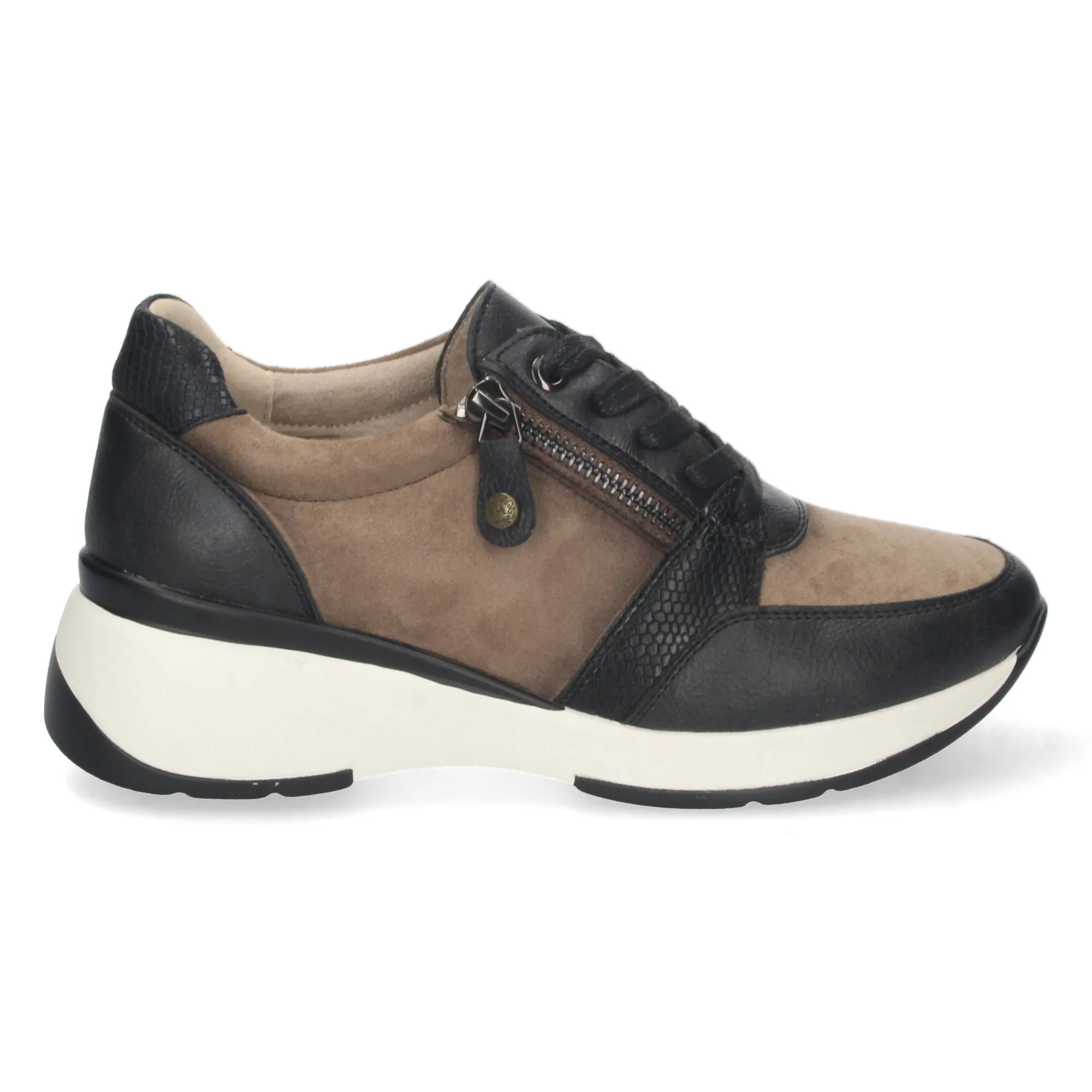Zapatillas de cuña cómoda mujer con cordones color negro