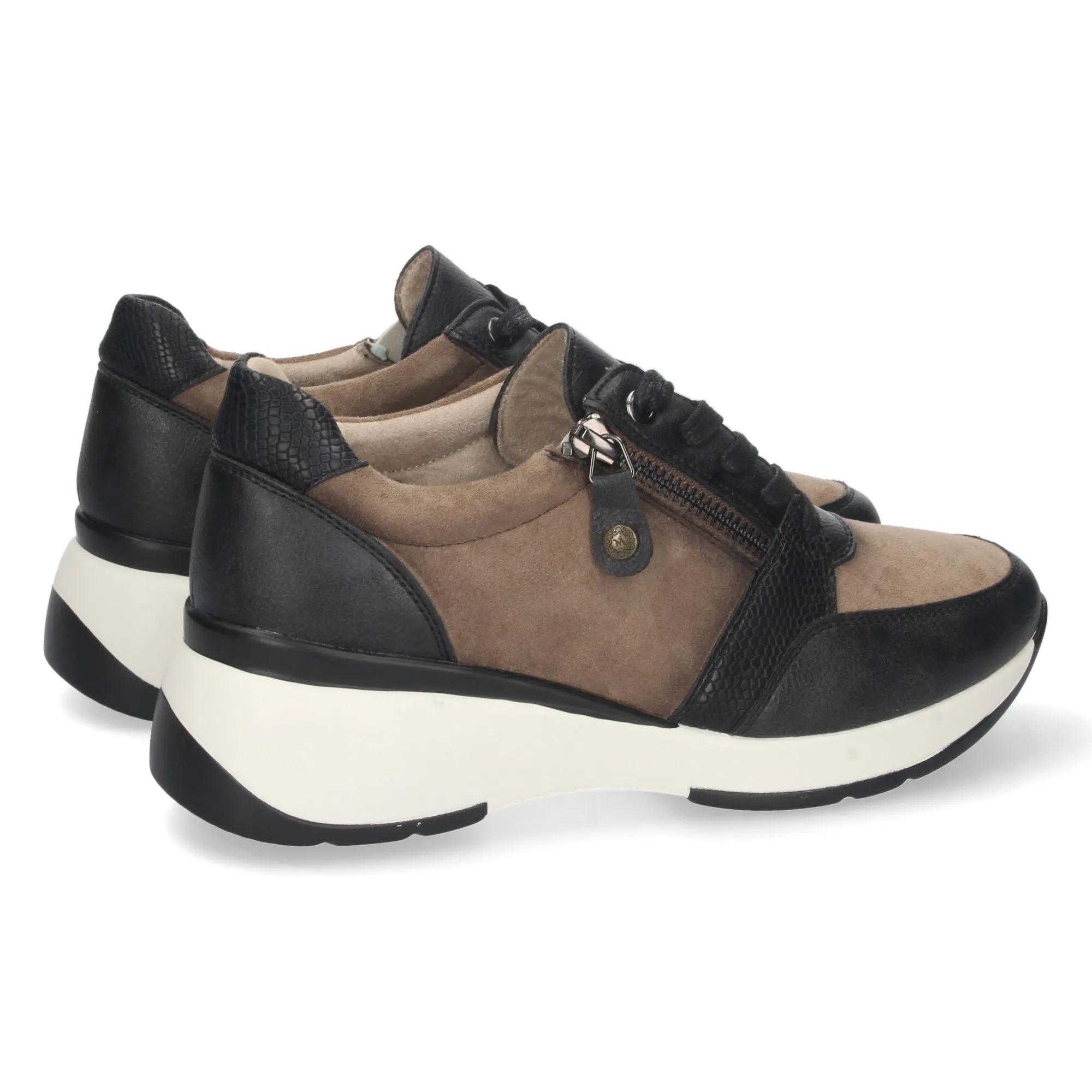 Zapatillas de cuña cómoda mujer con cordones color negro