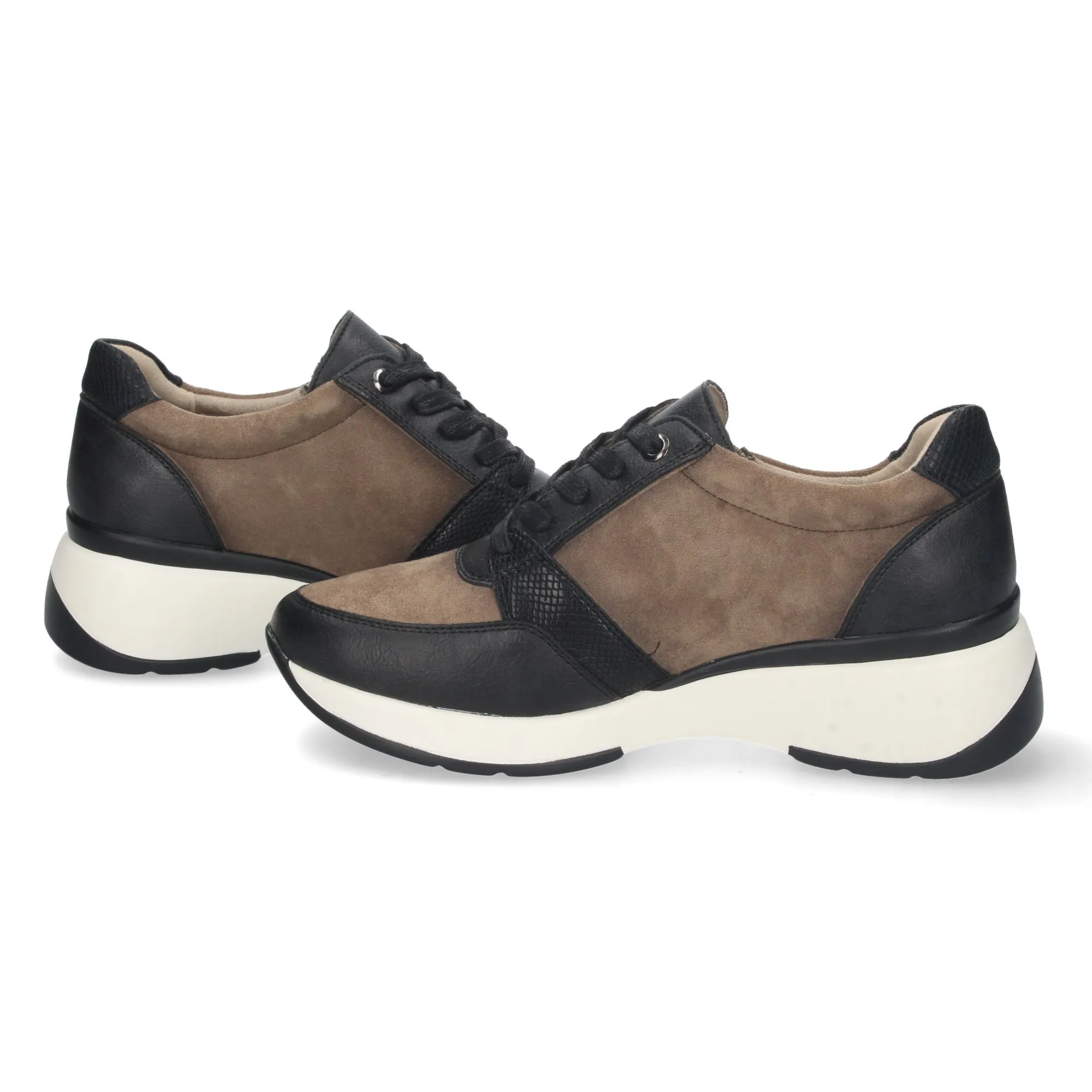 Zapatillas de cuña cómoda mujer con cordones color negro