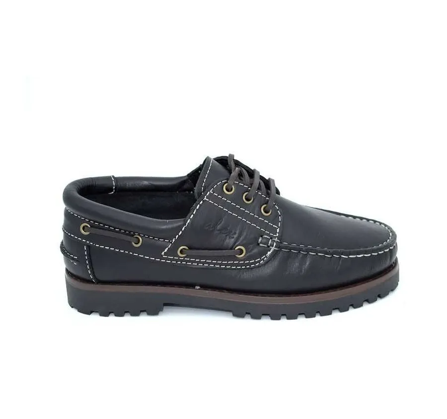 ZAPATO PARA HOMBRE NÁUTICO CASUAL CORDÓN PIEL NEGRO