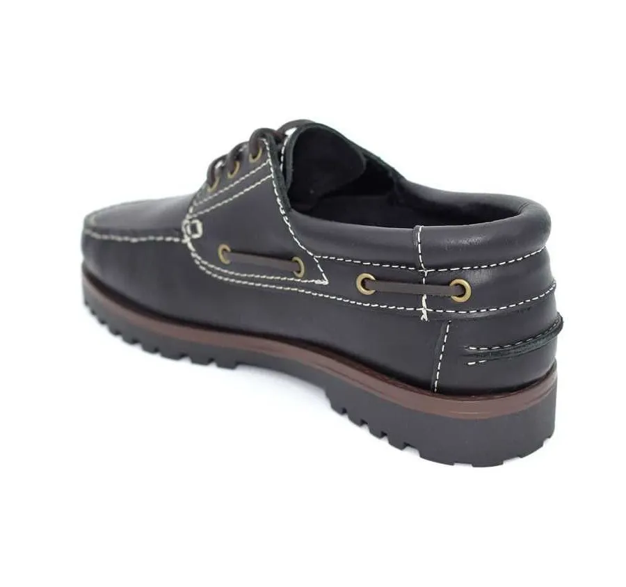 ZAPATO PARA HOMBRE NÁUTICO CASUAL CORDÓN PIEL NEGRO
