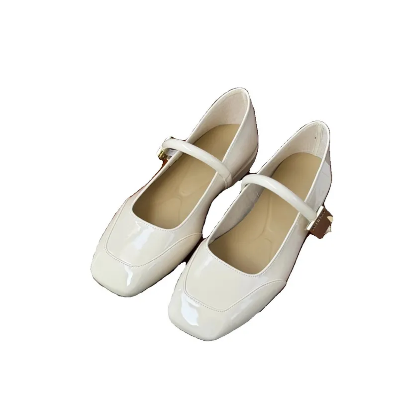 Zapatos para mujeres planos de cuero suelo Mary Jane Elegante Ballet negro rojo poco profundo Chaussures Femme Summer Spring Aut