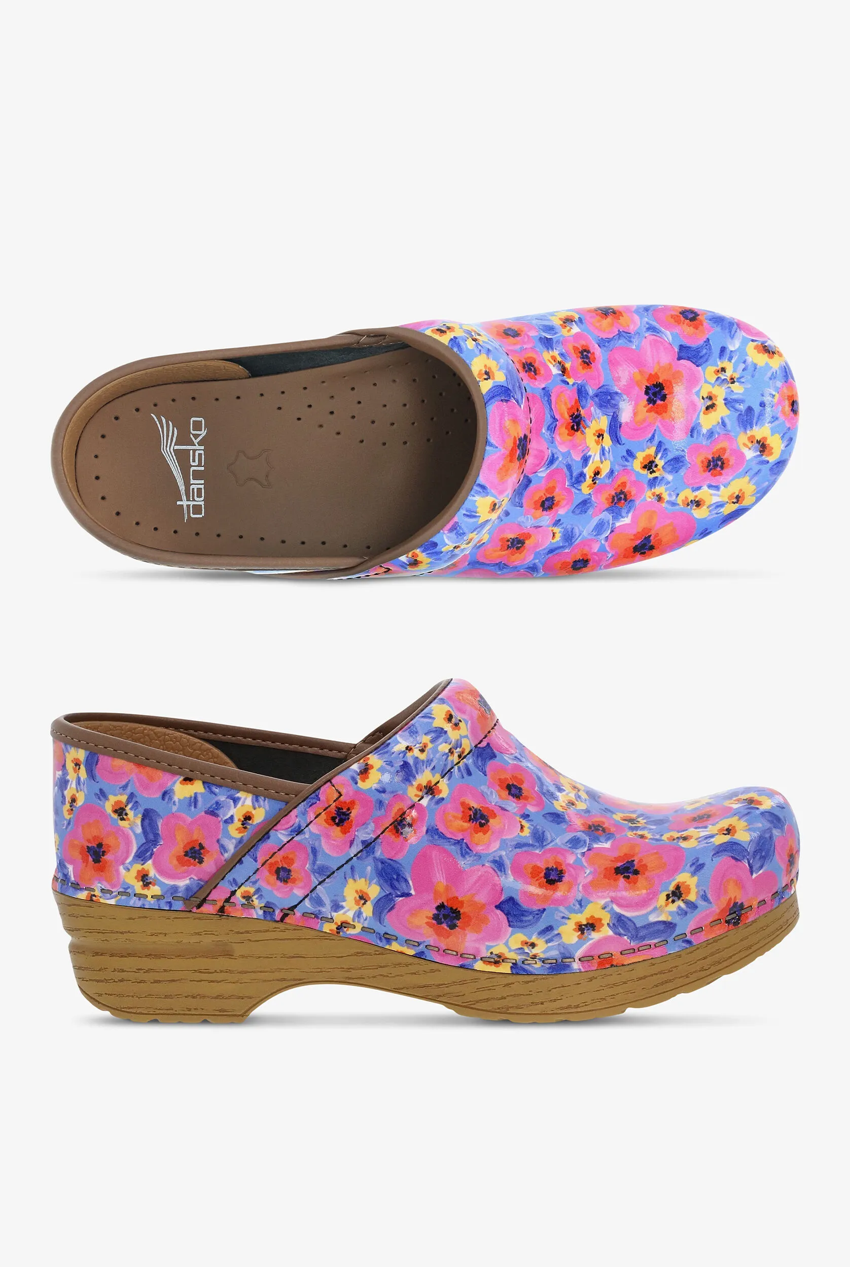 Zuecos de enfermería Dansko Professional Springtime de charol para mujer